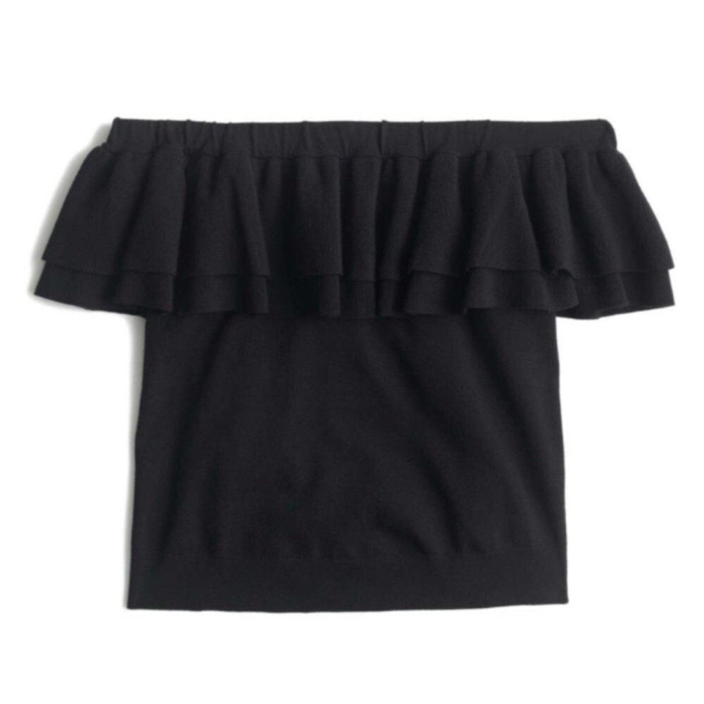 J Crew🍉 Black ruffle off the shoulder sweater